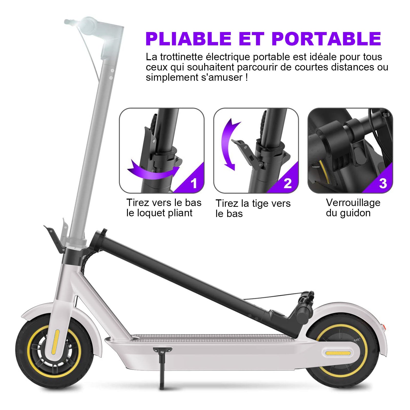 Trottinette Electrique Pliable Scooter pour Adultes, Vitesse