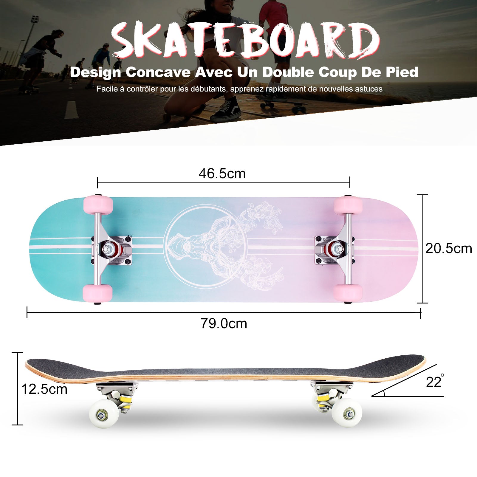 Skateboard pour Débutants Enfants Adultes 80x20cm, Tigre – kinskate