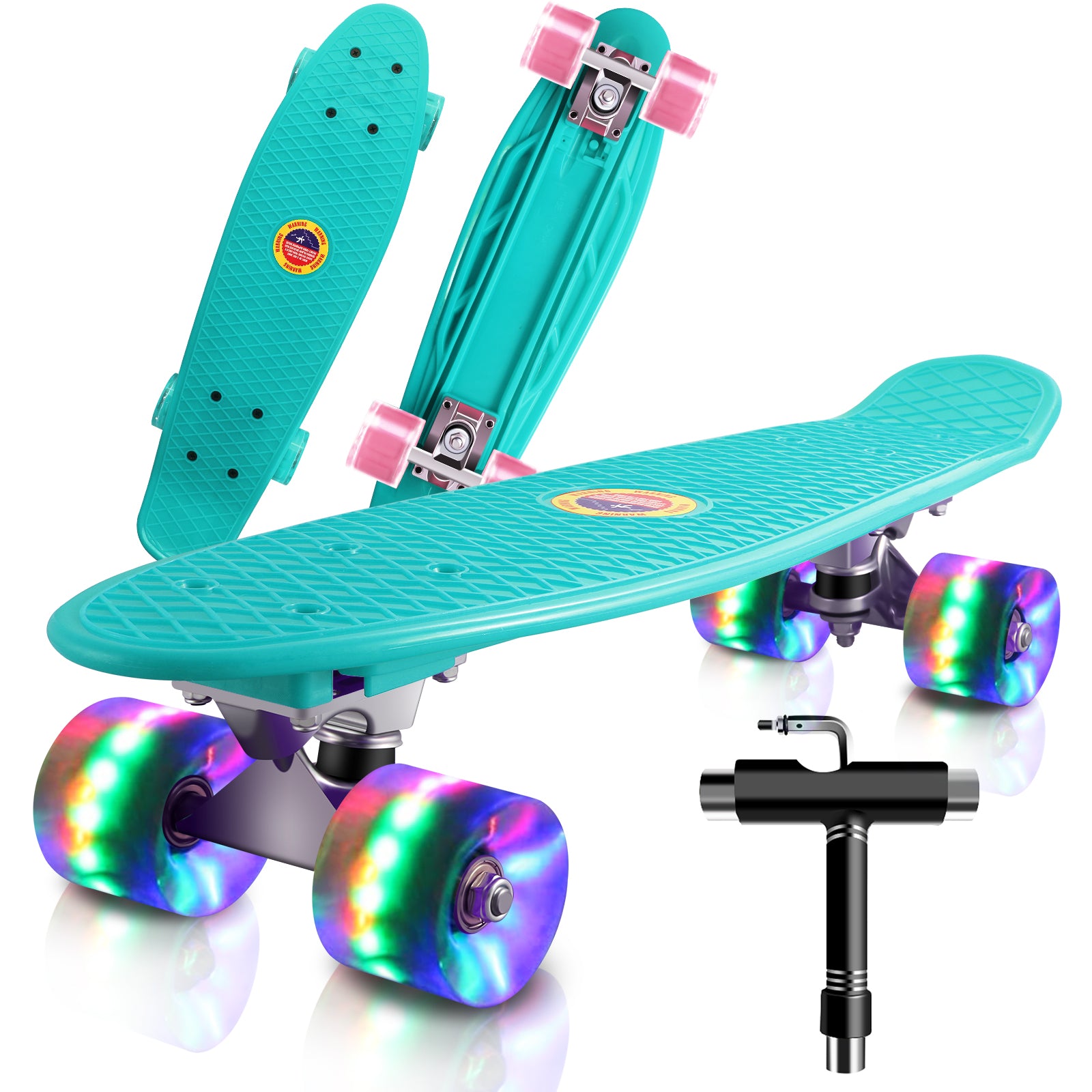 22 Skateboard Planche à roulettes avec LED Light, Vert